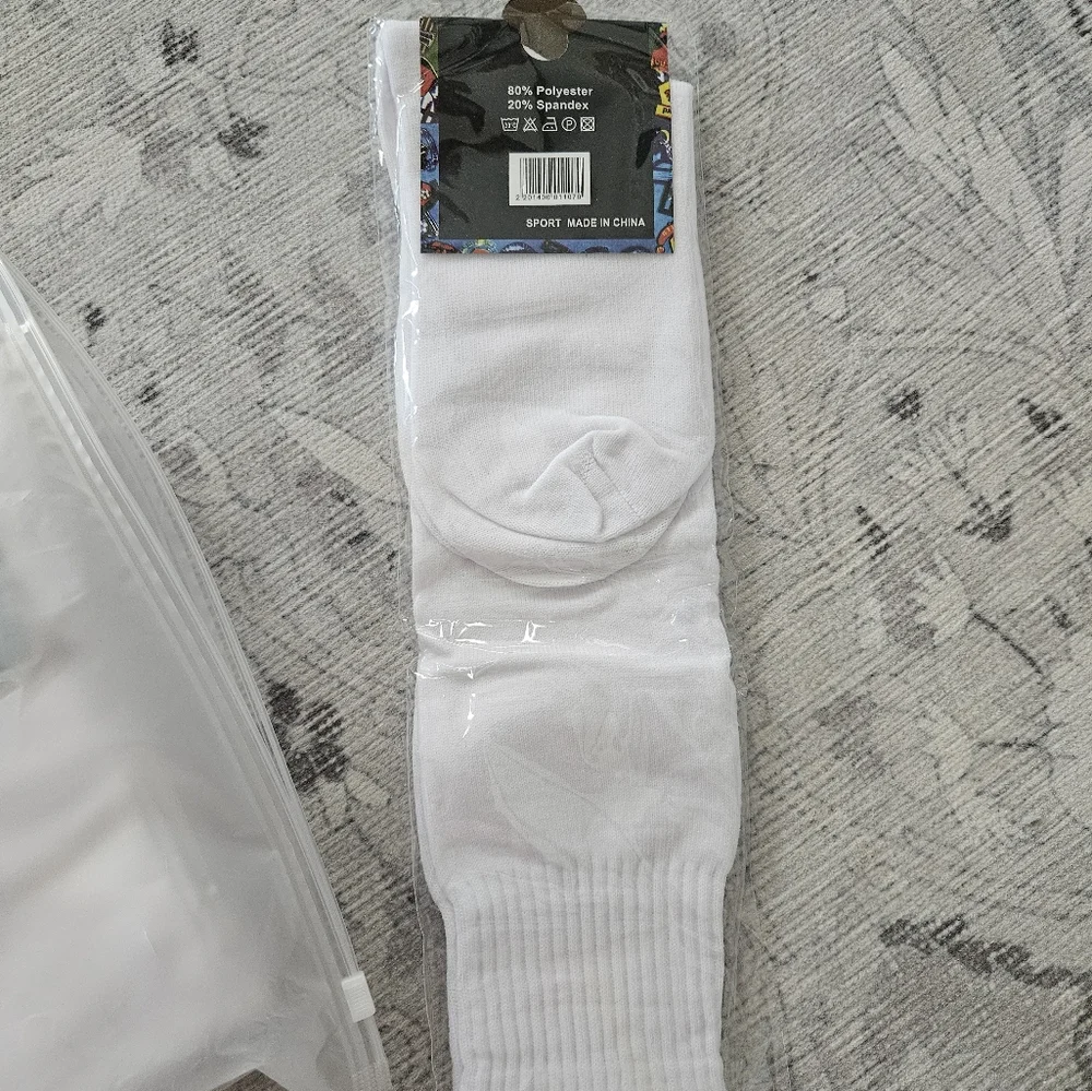 12 pairs knee high multi sport socks baseball socks soccer socks solid white . - Picture 5 of 6